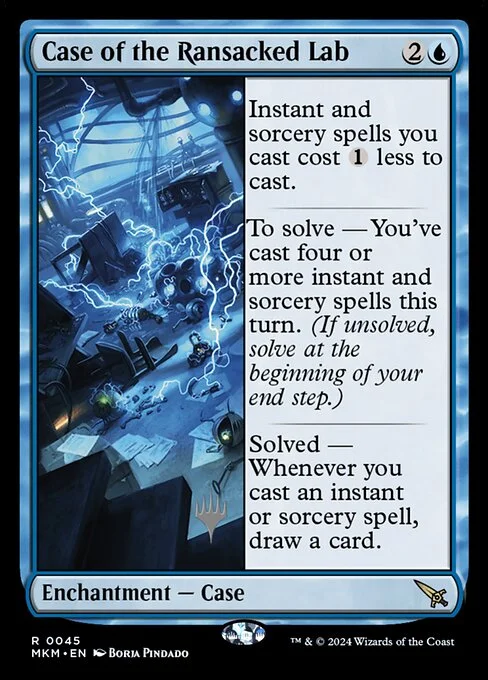 Case of the Ransacked Lab, carta Magic di tipo Enchantment — Case illustrata da Borja Pindado