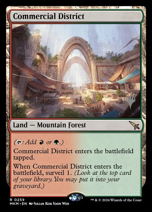 Commercial District, carta Magic di tipo Land — Mountain Forest illustrata da Julian Kok Joon Wen