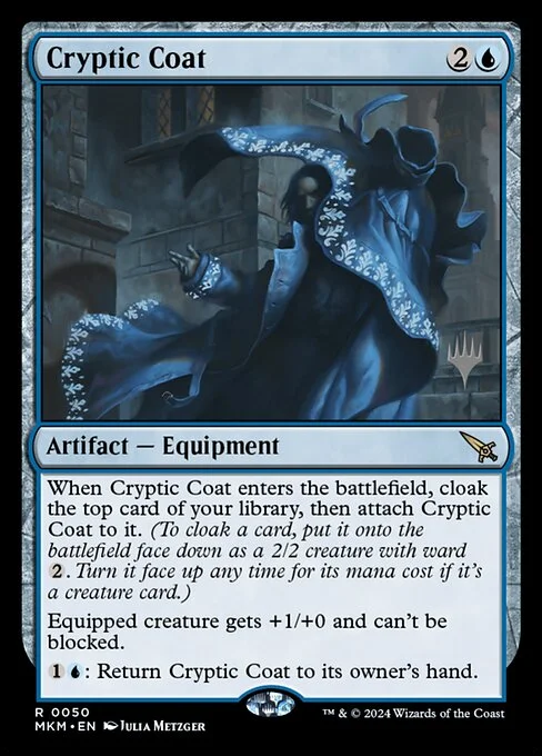Cryptic Coat, carta Magic di tipo Artifact — Equipment illustrata da Julia Metzger