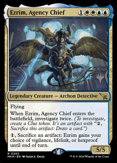 Ezrim, Agency Chief, carta Magic di tipo Legendary Creature — Archon Detective illustrata da Jason A. Engle