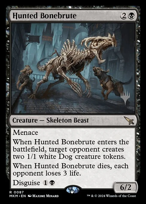 Hunted Bonebrute, carta Magic di tipo Creature — Skeleton Beast illustrata da Maxime Minard