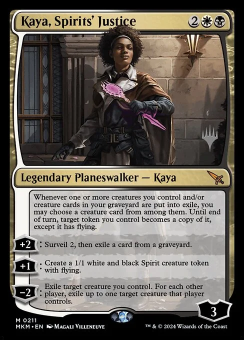 Kaya, Spirits' Justice, carta Magic di tipo Legendary Planeswalker — Kaya illustrata da Magali Villeneuve
