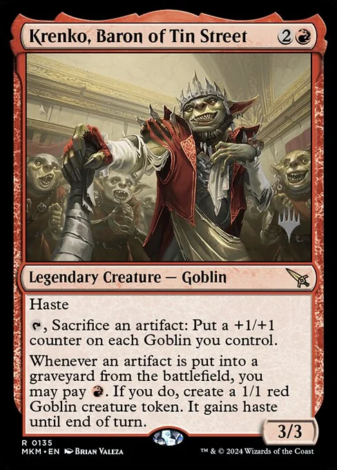 Krenko, Baron of Tin Street, carta Magic di tipo Legendary Creature — Goblin illustrata da Brian Valeza