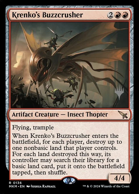 Krenko's Buzzcrusher, carta Magic di tipo Artifact Creature — Insect Thopter illustrata da Joshua Raphael