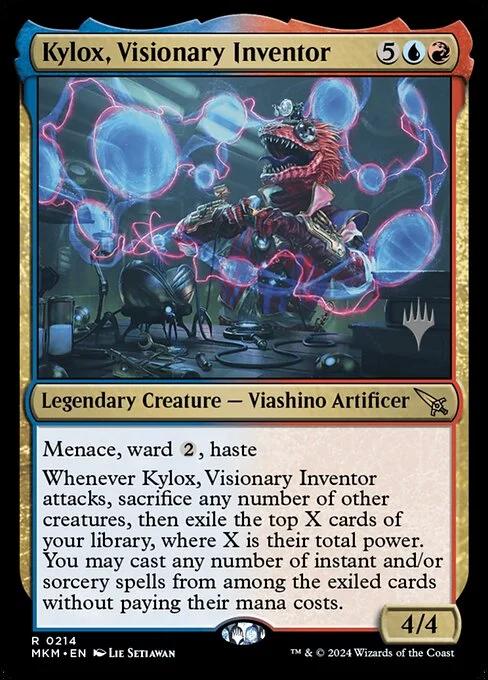 Kylox, Visionary Inventor, carta Magic di tipo Legendary Creature — Lizard Artificer illustrata da Lie Setiawan