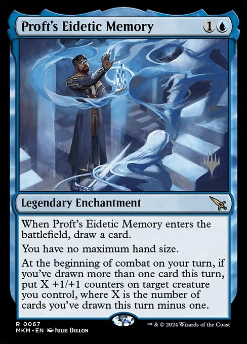 Proft's Eidetic Memory, carta Magic di tipo Legendary Enchantment illustrata da Julie Dillon
