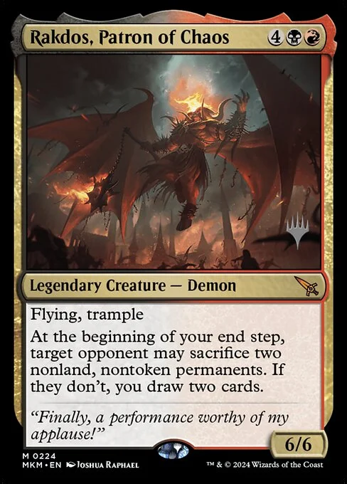 Rakdos, Patron of Chaos, carta Magic di tipo Legendary Creature — Demon illustrata da Joshua Raphael