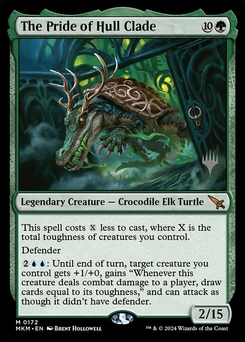 The Pride of Hull Clade, carta Magic di tipo Legendary Creature — Crocodile Elk Turtle illustrata da Brent Hollowell