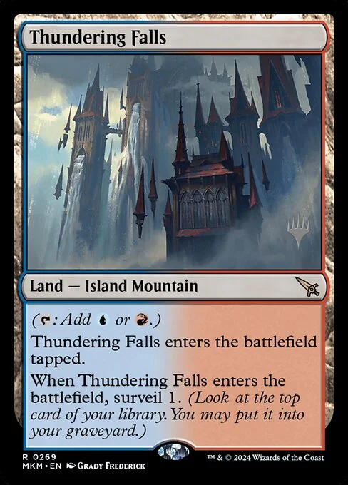 Thundering Falls, carta Magic di tipo Land — Island Mountain illustrata da Grady Frederick