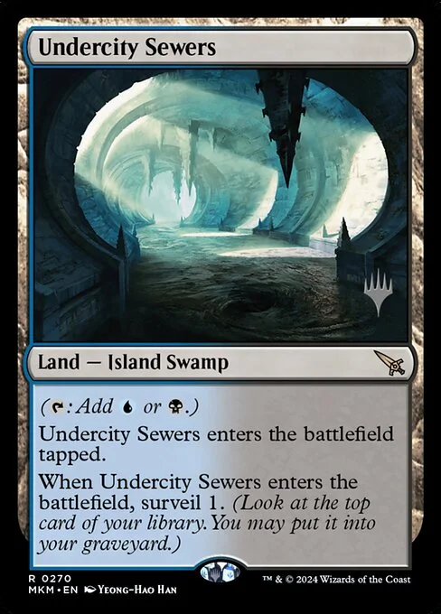 Undercity Sewers, carta Magic di tipo Land — Island Swamp illustrata da Yeong-Hao Han