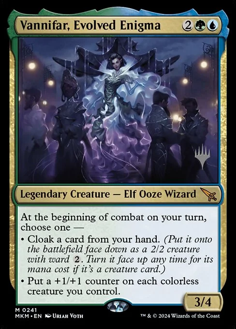 Vannifar, Evolved Enigma, carta Magic di tipo Legendary Creature — Elf Ooze Wizard illustrata da Uriah Voth