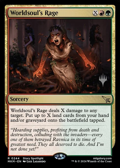 Worldsoul's Rage, carta Magic di tipo Sorcery illustrata da Lius Lasahido
