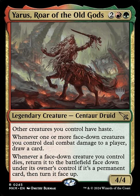 Yarus, Roar of the Old Gods, carta Magic di tipo Legendary Creature — Centaur Druid illustrata da Dmitry Burmak