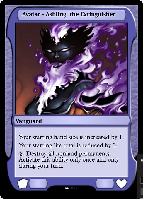 Ashling, the Extinguisher Avatar, carta Magic di tipo Vanguard illustrata da UDON