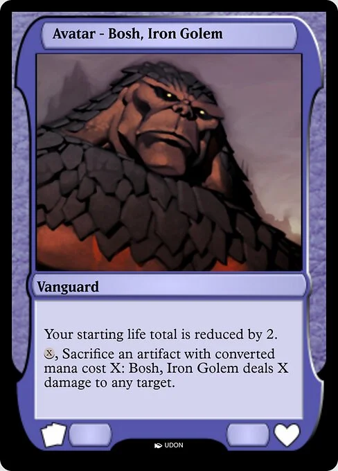 Bosh, Iron Golem Avatar, carta Magic di tipo Vanguard illustrata da UDON