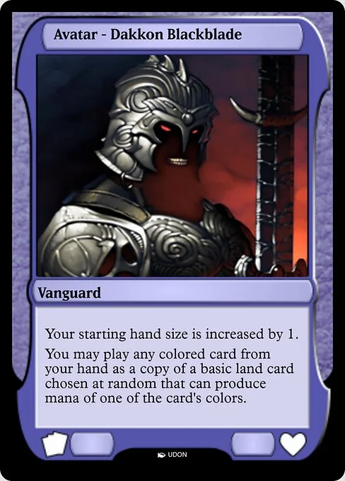 Dakkon Blackblade Avatar, carta Magic di tipo Vanguard illustrata da UDON