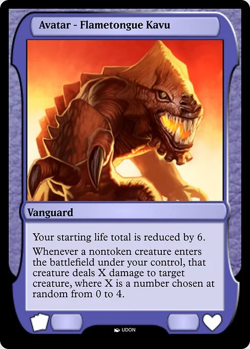 Flametongue Kavu Avatar, carta Magic di tipo Vanguard illustrata da UDON