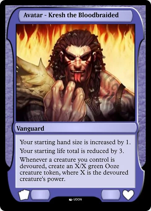Kresh the Bloodbraided Avatar, carta Magic di tipo Vanguard illustrata da UDON