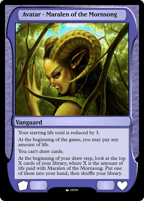 Maralen of the Mornsong Avatar, carta Magic di tipo Vanguard illustrata da UDON