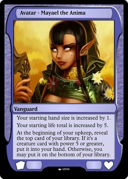 Mayael the Anima Avatar, carta Magic di tipo Vanguard illustrata da UDON