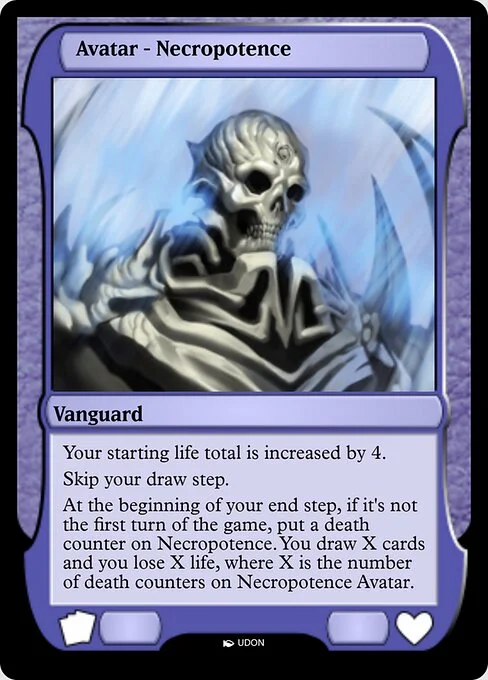 Necropotence Avatar, carta Magic di tipo Vanguard illustrata da UDON