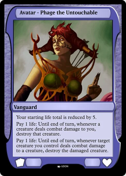 Phage the Untouchable Avatar, carta Magic di tipo Vanguard illustrata da UDON