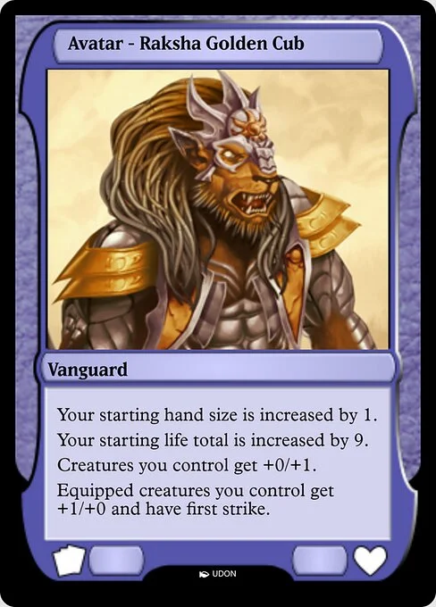 Raksha Golden Cub Avatar, carta Magic di tipo Vanguard illustrata da UDON