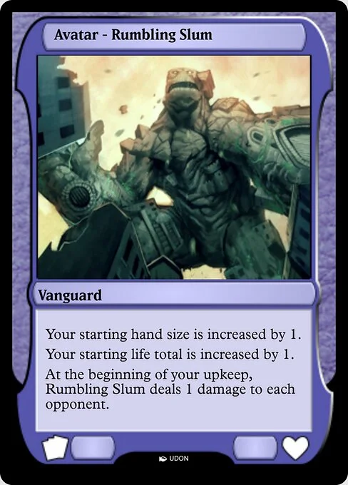 Rumbling Slum Avatar, carta Magic di tipo Vanguard illustrata da UDON