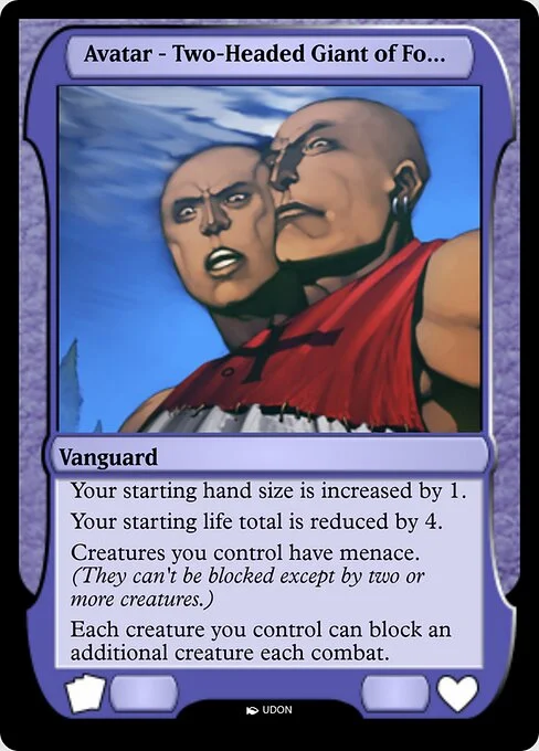 Two-Headed Giant of Foriys Avatar, carta Magic di tipo Vanguard illustrata da UDON