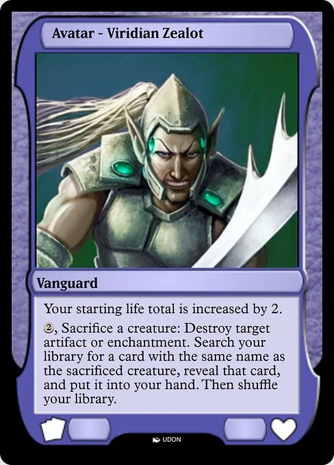 Viridian Zealot Avatar, carta Magic di tipo Vanguard illustrata da UDON