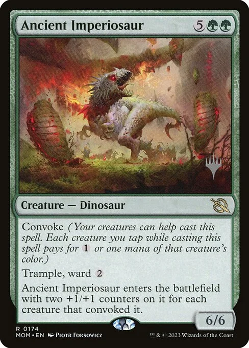 Ancient Imperiosaur, carta Magic di tipo Creature — Dinosaur illustrata da Piotr Foksowicz