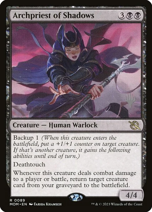 Archpriest of Shadows, carta Magic di tipo Creature — Human Warlock illustrata da Fariba Khamseh
