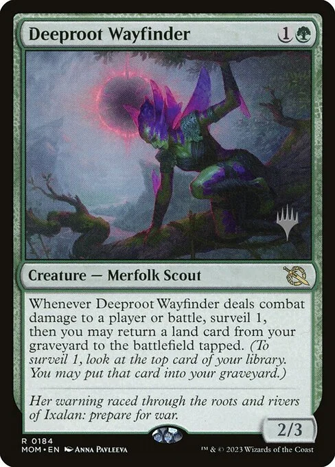 Deeproot Wayfinder, carta Magic di tipo Creature — Merfolk Scout illustrata da Anna Pavleeva