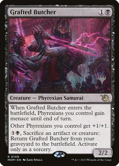 Grafted Butcher, carta Magic di tipo Creature — Phyrexian Samurai illustrata da Zack Stella
