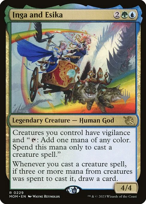 Inga and Esika, carta Magic di tipo Legendary Creature — Human God illustrata da Wayne Reynolds