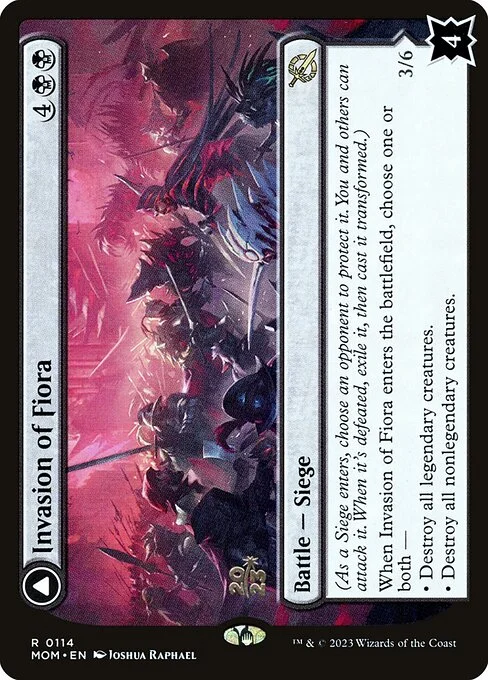 Invasion of Fiora // Marchesa, Resolute Monarch, carta Magic di tipo Battle — Siege // Legendary Creature — Human Noble illustrata da Joshua Raphael