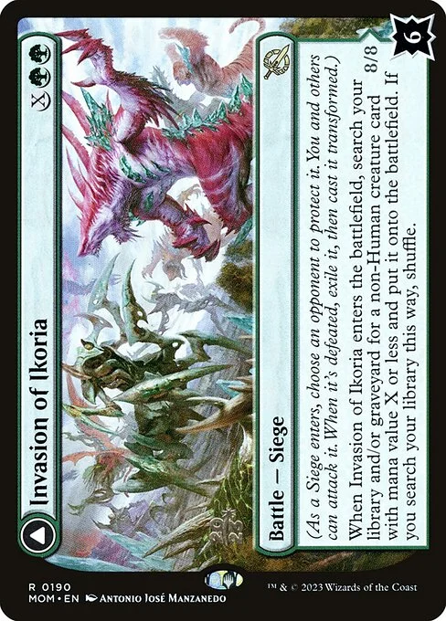 Invasion of Ikoria // Zilortha, Apex of Ikoria, carta Magic di tipo Battle — Siege // Legendary Creature — Dinosaur illustrata da Antonio José Manzanedo