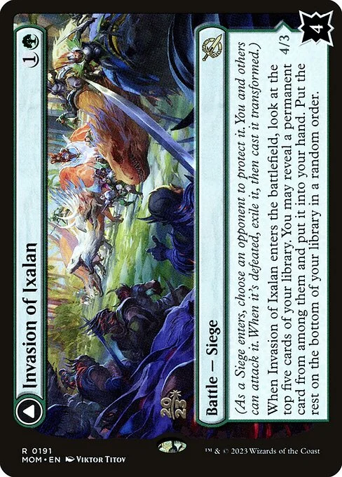 Invasion of Ixalan // Belligerent Regisaur, carta Magic di tipo Battle — Siege // Creature — Dinosaur illustrata da Viktor Titov
