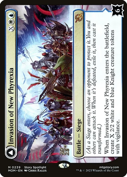 Invasion of New Phyrexia // Teferi Akosa of Zhalfir, carta Magic di tipo Battle — Siege // Legendary Planeswalker — Teferi illustrata da Chris Rallis