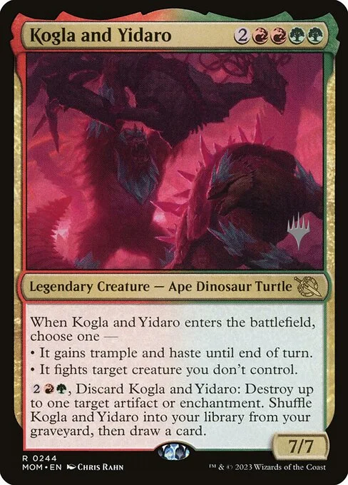 Kogla and Yidaro, carta Magic di tipo Legendary Creature — Ape Dinosaur Turtle illustrata da Chris Rahn