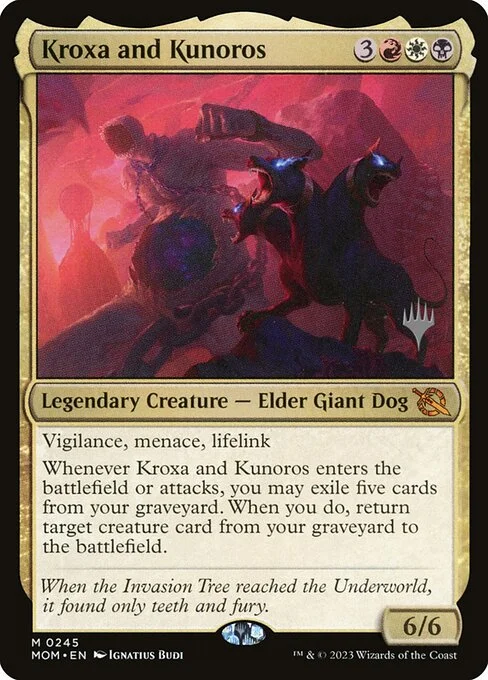 Kroxa and Kunoros, carta Magic di tipo Legendary Creature — Elder Giant Dog illustrata da Ignatius Budi