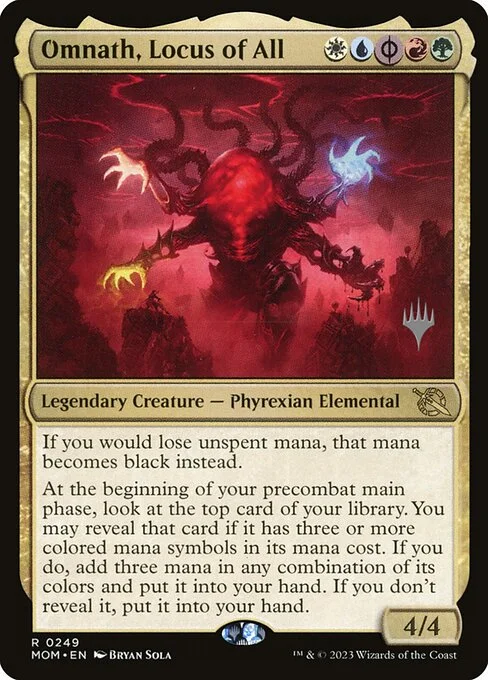 Omnath, Locus of All, carta Magic di tipo Legendary Creature — Phyrexian Elemental illustrata da Bryan Sola