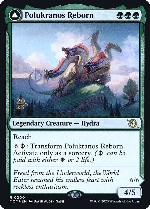 Polukranos Reborn // Polukranos, Engine of Ruin, carta Magic di tipo Legendary Creature — Hydra // Legendary Creature — Phyrexian Hydra illustrata da David Auden Nash