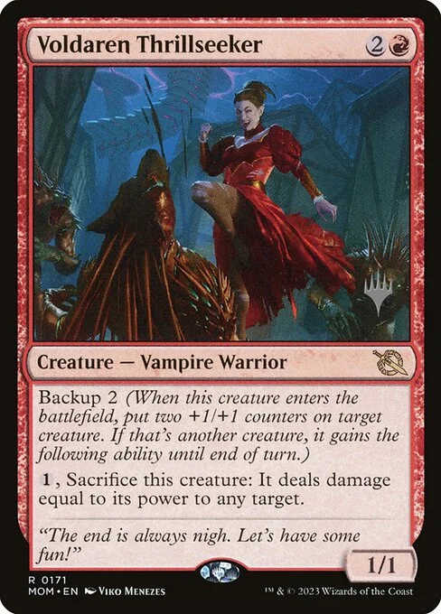Voldaren Thrillseeker, carta Magic di tipo Creature — Vampire Warrior illustrata da Viko Menezes