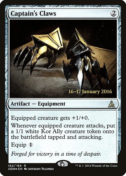 Captain's Claws, carta Magic di tipo Artifact — Equipment illustrata da Anthony Palumbo