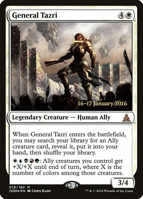 General Tazri, carta Magic di tipo Legendary Creature — Human Ally illustrata da Chris Rahn