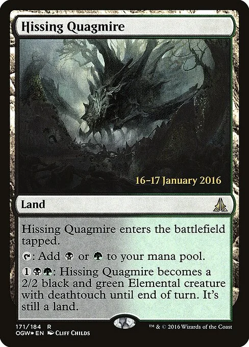 Hissing Quagmire, carta Magic di tipo Land illustrata da Cliff Childs