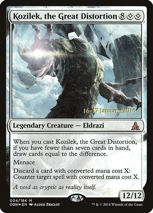 Kozilek, the Great Distortion, carta Magic di tipo Legendary Creature — Eldrazi illustrata da Aleksi Briclot
