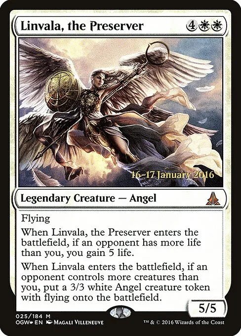 Linvala, the Preserver, carta Magic di tipo Legendary Creature — Angel illustrata da Magali Villeneuve