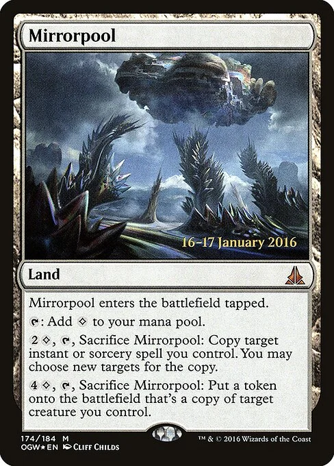 Mirrorpool, carta Magic di tipo Land illustrata da Cliff Childs